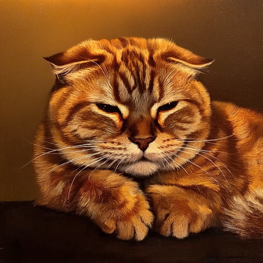 The demo cat transformed into a classic painted portrait