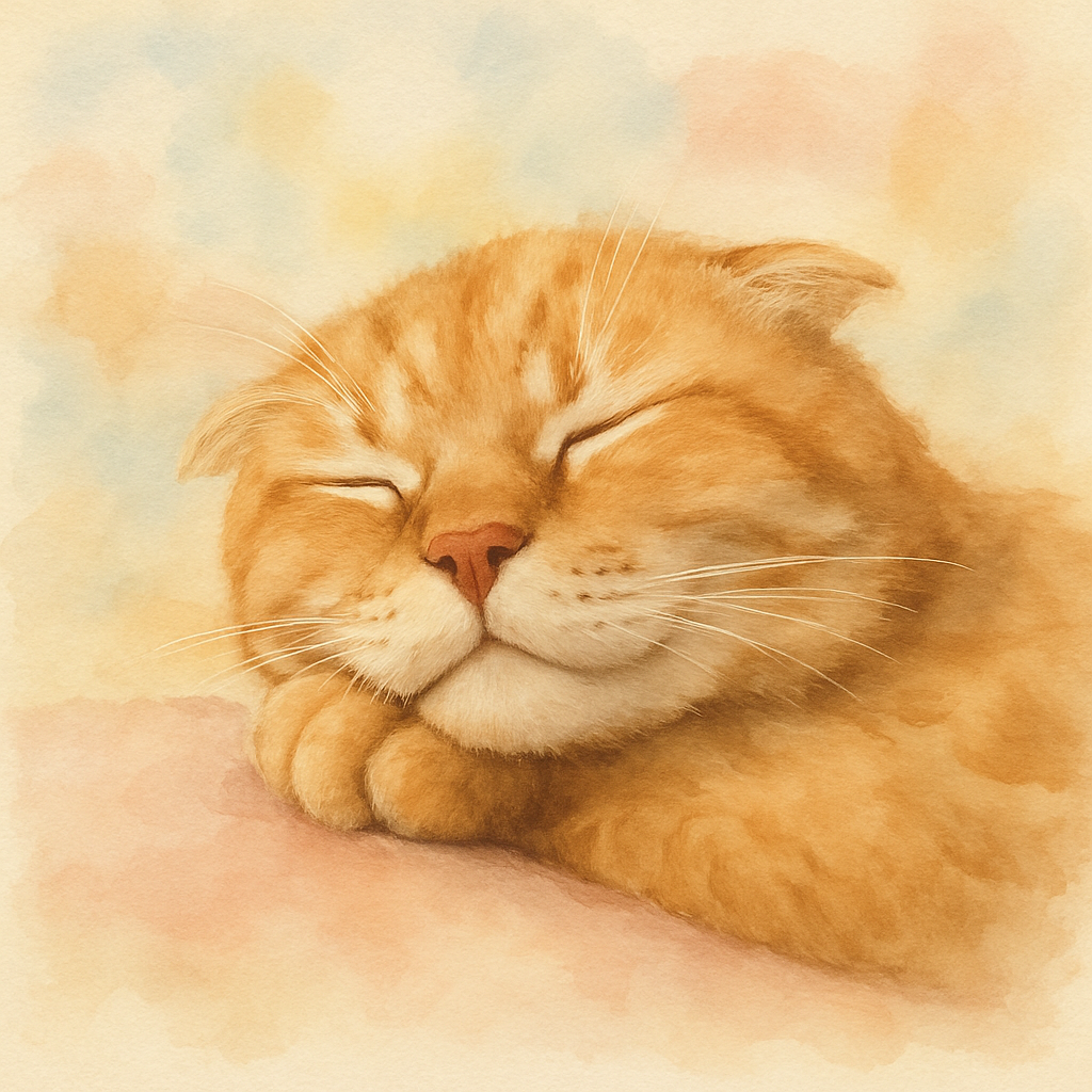 The demo cat transformed into a watercolor portrait